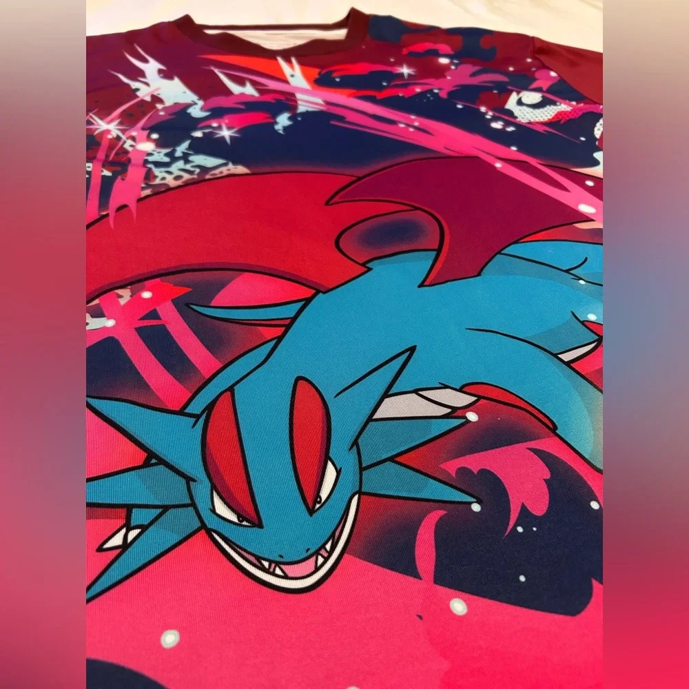 Pokémon Center Salamence Evolution Tee Burgundy Red Graphic Shirt Adult Medium - Picture 9 of 11
